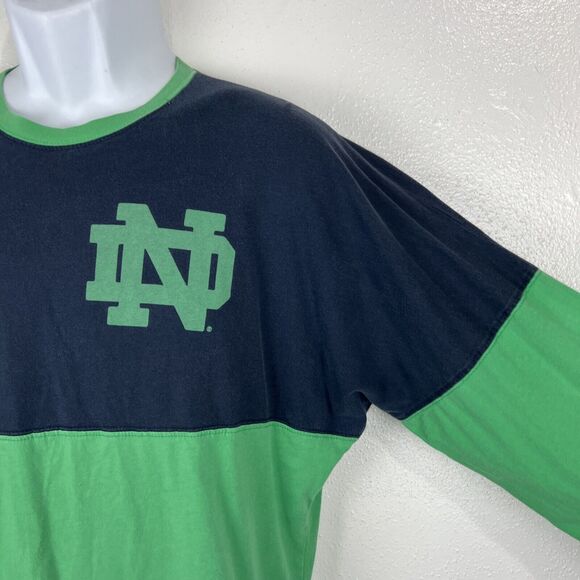 Notre Dame Long Sleeve Shirt Men Medium Green Blue Colorblock Original League - Picture 8 of 14